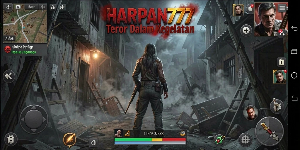 Screenshot menunjukkan ketegangan saat menjelajahi area gelap dalam HARAPAN777.