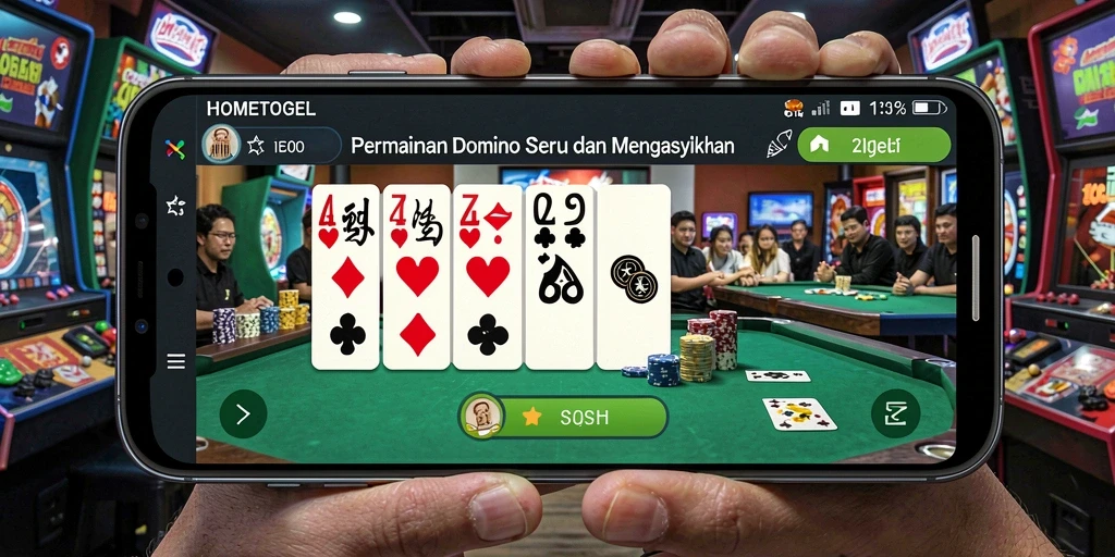 Tampilan gameplay HOMETOGEL dengan aksi seru permainan Domino.