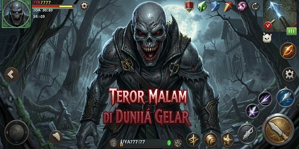 Tangkapan layar gameplay IYA777 menampilkan adegan horor yang mencekam.