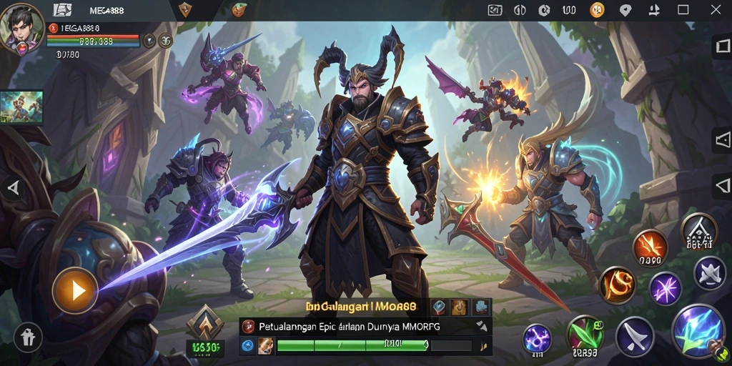 Screenshot MEGA888 menampilkan aksi pertempuran seru di dunia MMORPG.