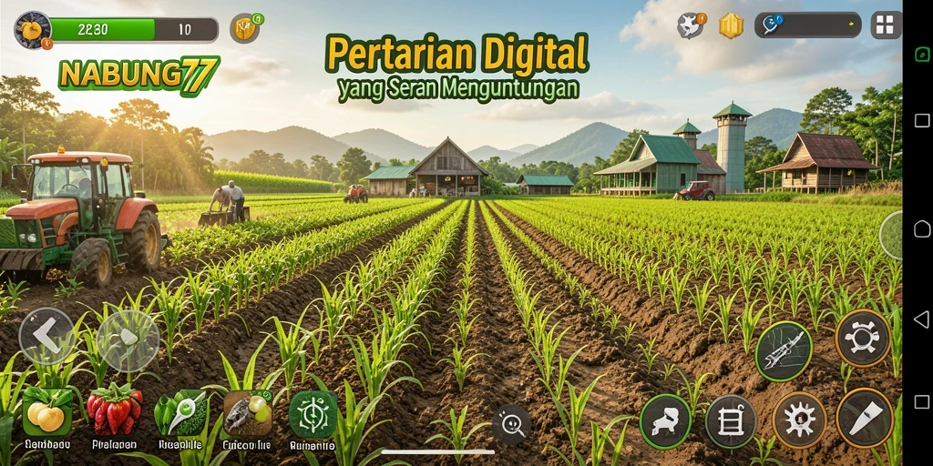 Tampilan gameplay pertanian NABUNG77 yang menarik dan menyenangkan.