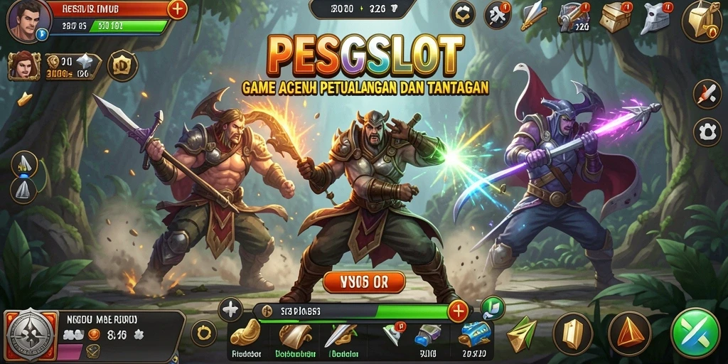 Screenshot utama PESGSLOT menampilkan pertarungan aksi yang mendebarkan.