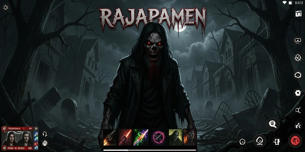 Screenshot gameplay RAJAPAMEN menampilkan suasana horor yang mendebarkan.