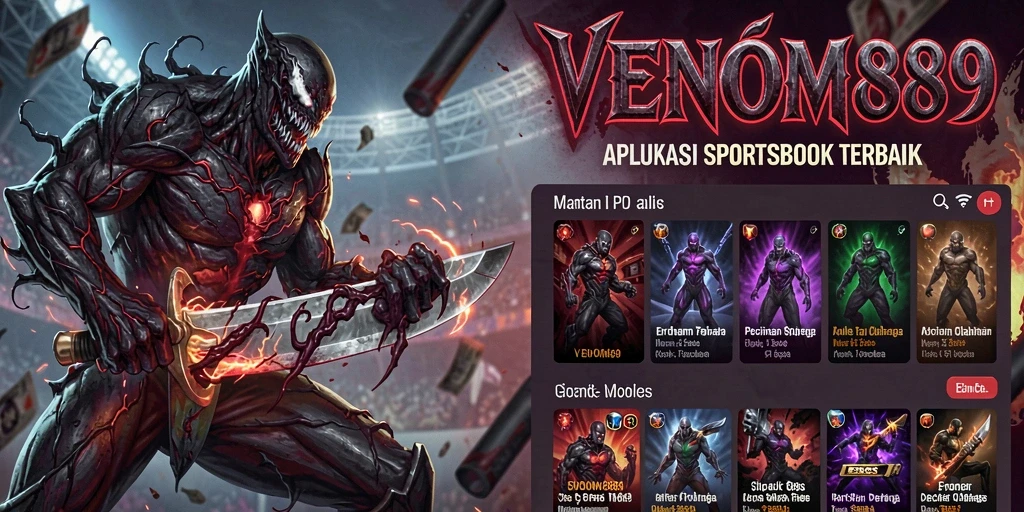 Screenshot utama VENOM889 menampilkan tampilan taruhan olahraga yang menarik.