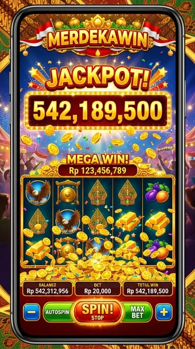Tampilan utama aplikasi merdekawin yang menarik.